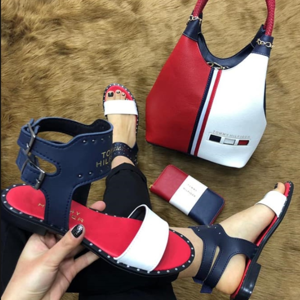 Red, White Blue purse w/ matching shoes